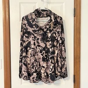 Cowl Neck Ruffle Hem Top